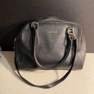 Calvin Klein Black Saffiano Leather Dome Satchel